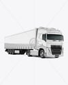 Semi Trailer Truck Mockup - Front Half Side View