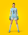 Female Soccer Goalkeeper Wearing Long Sleeve Jersey and Shorts Mockup