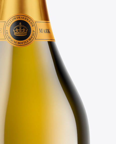Antique Green Glass Champagne Bottle Mockup