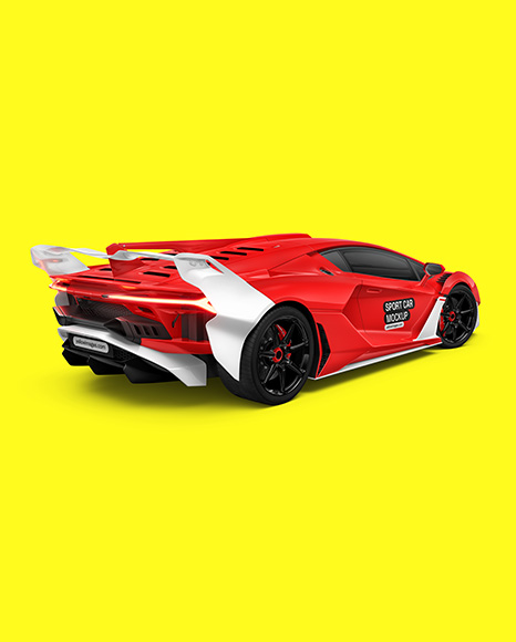 Sport Car Mockup - Back Half Side View