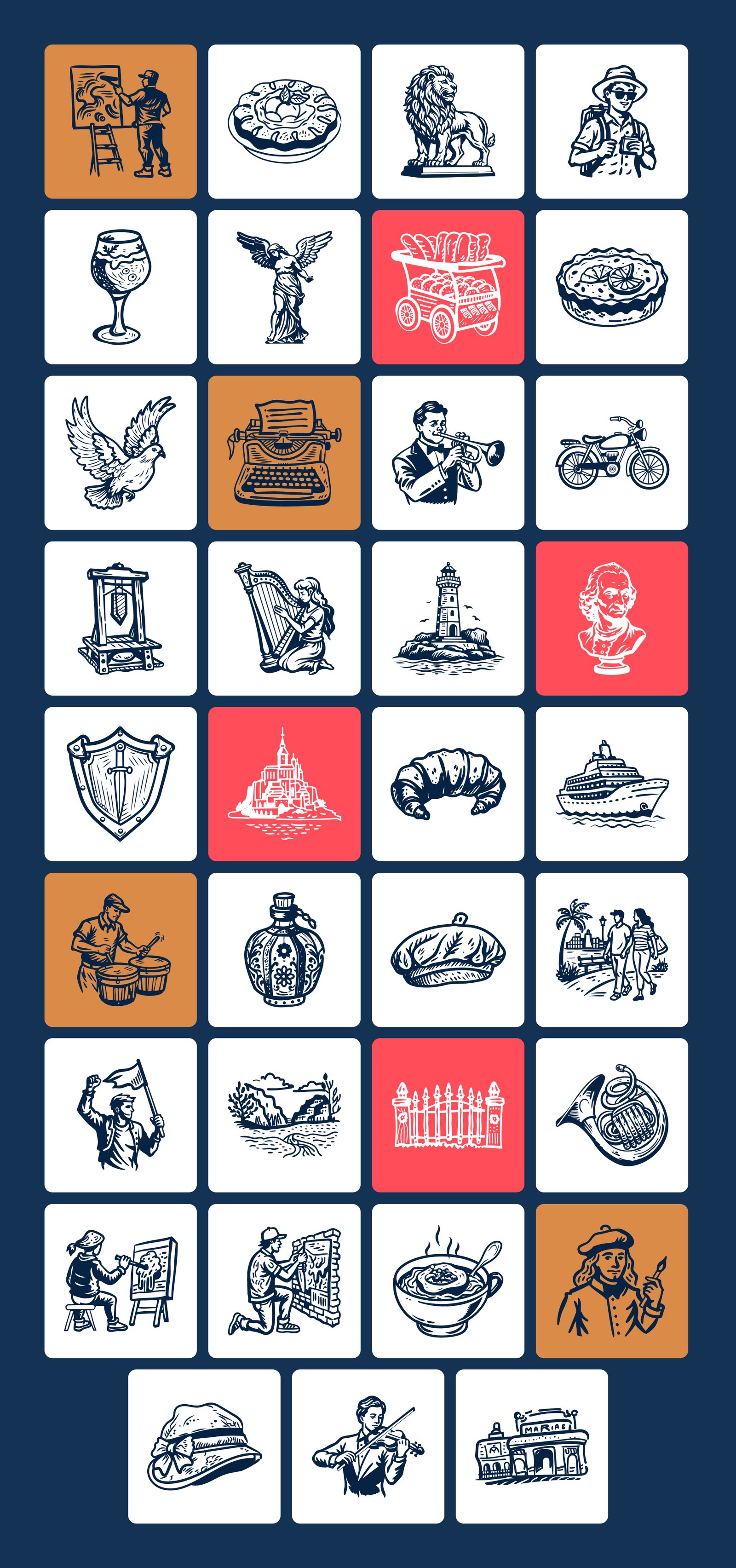 French Doodle Icons Collection