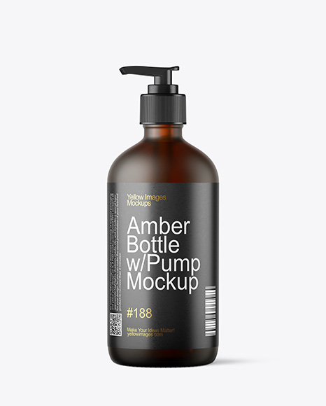16oz Amber Bottle with Pump Mockup