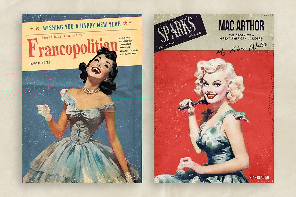 50&#039;s Magazine Cover Templates