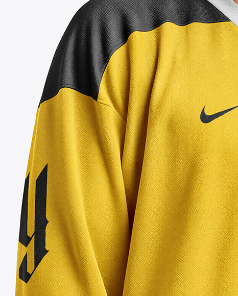 Man Wearing Ice Hockey Jersey and Cap Mockup