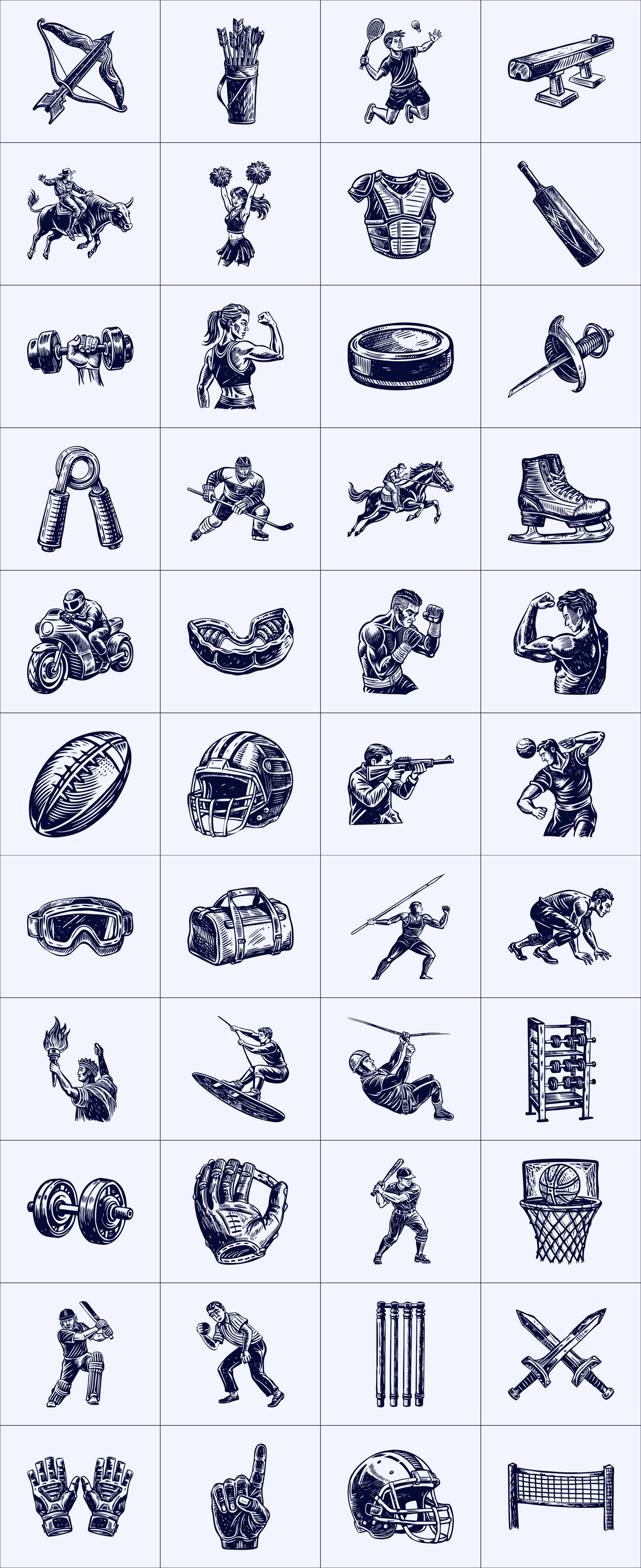 Vintage Sports Illustration Set