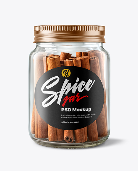 Clear Glass Jar with Cinnamon Sticks Mockup - Realistic mockups