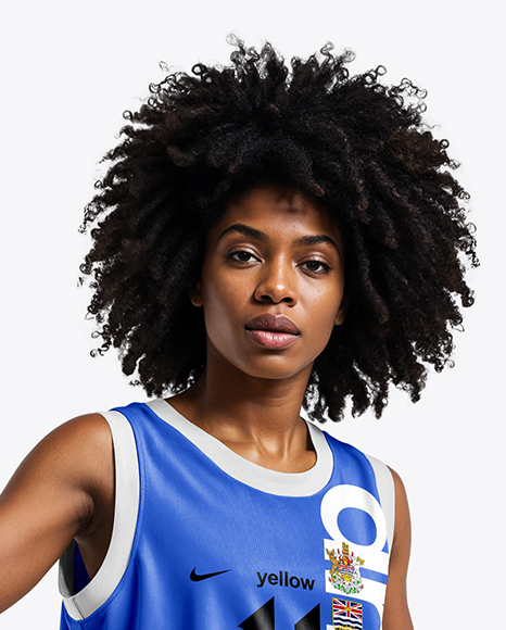Female Basketball Player Wearing Jersey and Shorts Mockup