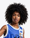 Female Basketball Player Wearing Jersey and Shorts Mockup