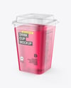Clear Plastic Cup with Drink Mockup