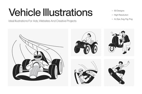 Vehicle Illustration Art Set - Graphics