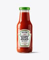 Glass Bottle with Tomato Ketchup Mockup