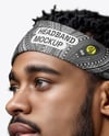 Black Man Wearing a Headband and Shirt Mockup