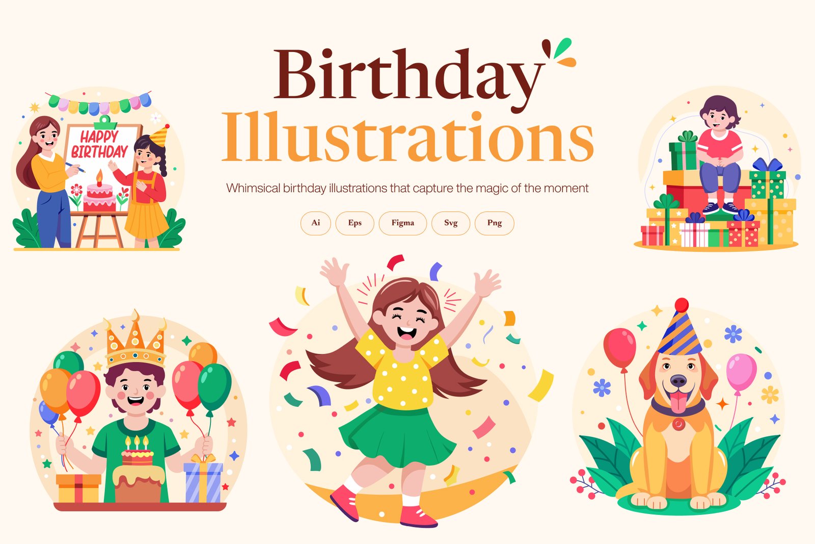 Birthday Illustration Art Set