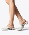 Pair of Mules on Woman's Legs Mockup