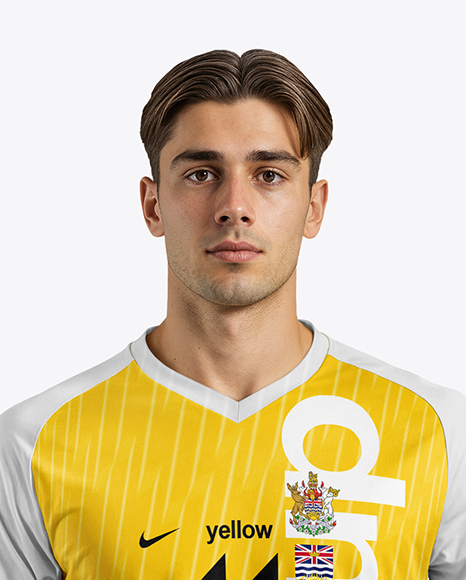 Soccer Goalkeeper Wearing V-Neck Long Sleeve Jersey Mockup