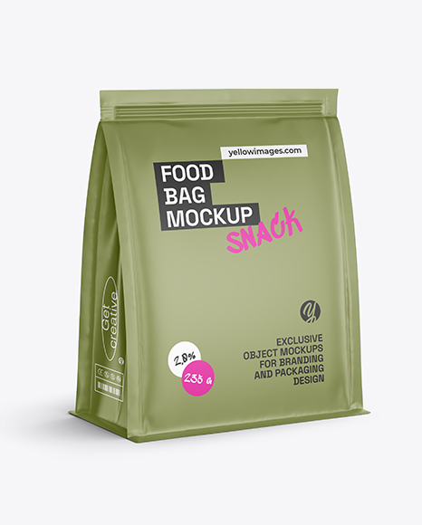 Matte Food Bag Mockup - Half-Side View