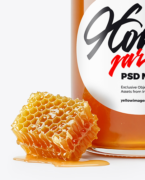 Glass Jar with Linden Honey Mockup