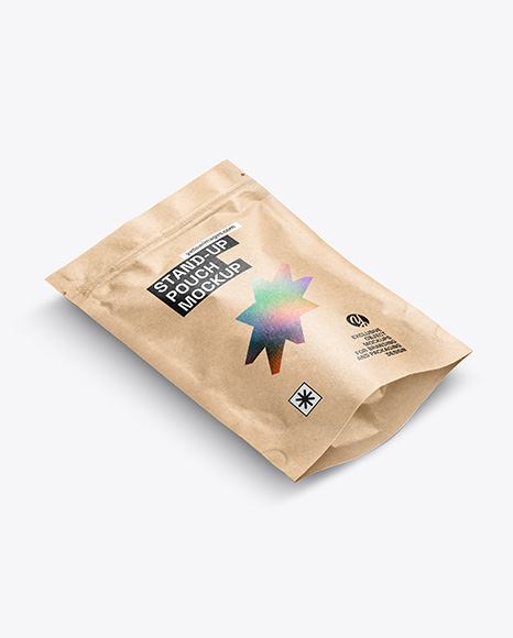 Kraft Paper Stand Up Pouch Mockup - Stand+Up+Pouch+With+Rice+Mockup+Front+View+In+Pouch+Mockups+On
