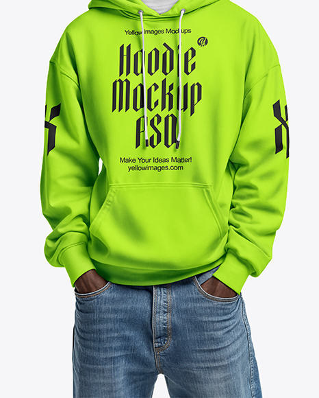 Black Man Wearing Hoodie and Baseball Cap Mockup