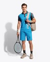 Man Wearing Tennis Uniform and Tennis Bag Mockup