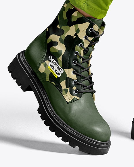 Combat Boots on Women's Legs with Leggings Mockup