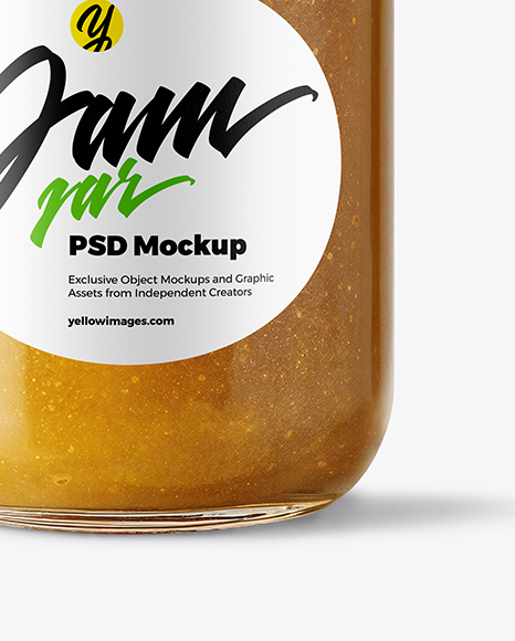 Glass Jar with Yellow Fig Jam Mockup