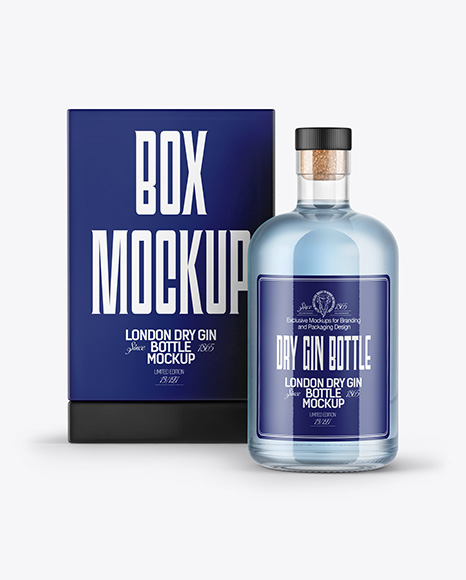 Gin Bottle with Box Mockup