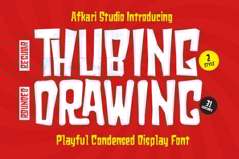Thubing Drawing - Condensed Sans Serif Display Font - Graphic Design Assets