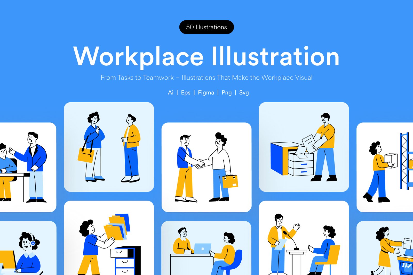 Workplace Illustrations Art Set