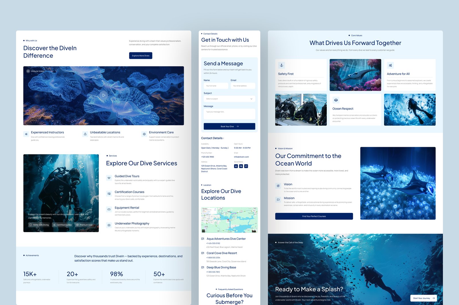 DiveIn – Scuba Diving Website UI Figma Template