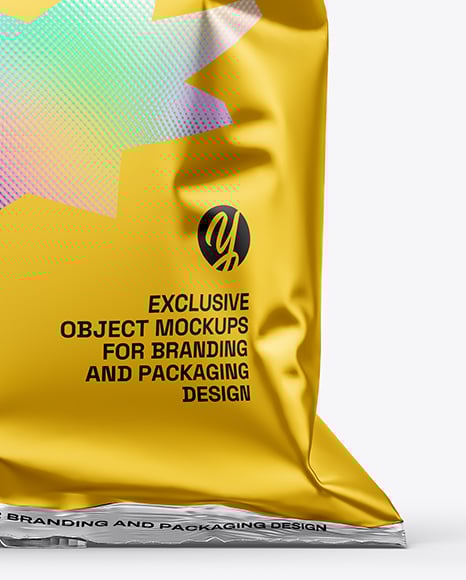 Matte Metallic Snack Bag Mockup