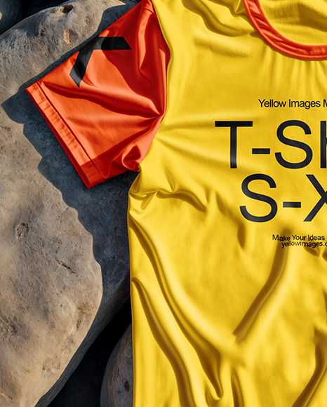 T-Shirt on Stones Mockup