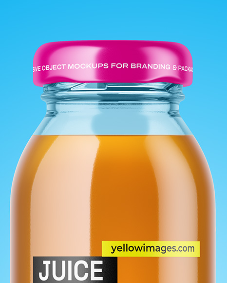 Clear Glass Bottle With Apple Juice Mockup