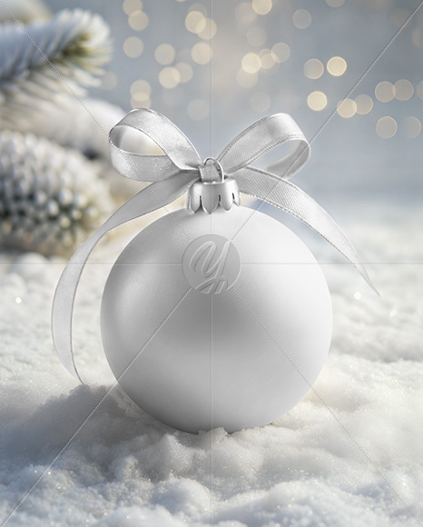 Matte Christmas Ball with Bow Mockup