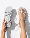 Strappy Sandals on Women's Legs Mockup
