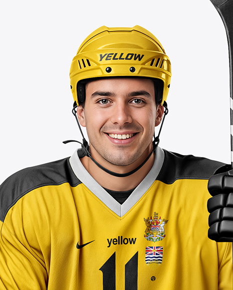 Man Wearing Full Ice Hockey Kit Mockup