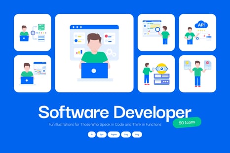 Software Developer Illustration Set - Graphics
