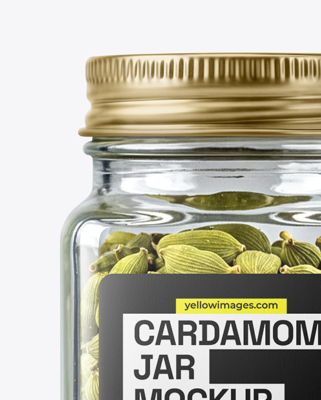 Square Glass Jar with Cardamom Pods Mockup