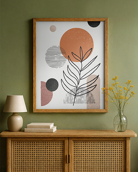 Framed Poster in a Living Room Mockup
