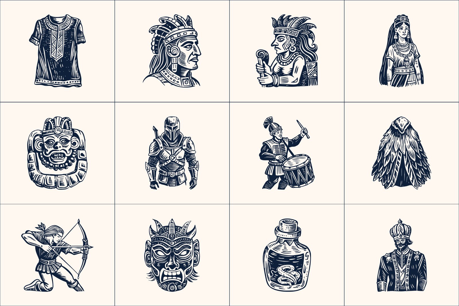 Vintage Maya Icon Set