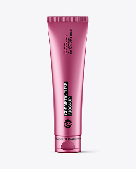 Metallic Cosmetic Tube with Box Mockup