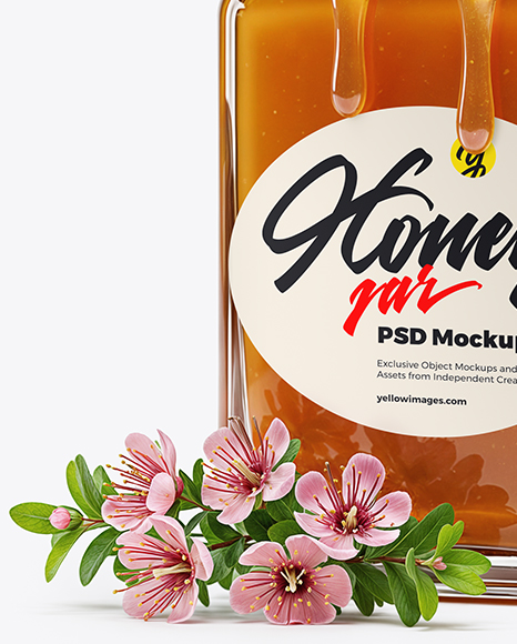Opened Glass Jar with Manuka Honey Mockup