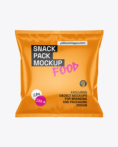 Glossy Snack Pack Mockup - Cookie packaging mockup