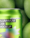 8.5oz Drink Can on a Stack of Green Apples Mockup