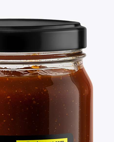 Clear Glass Jar with BBQ Sauce Mockup