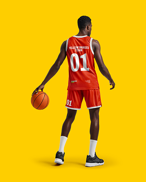 Black Man Wearing Full Basketball Kit Mockup
