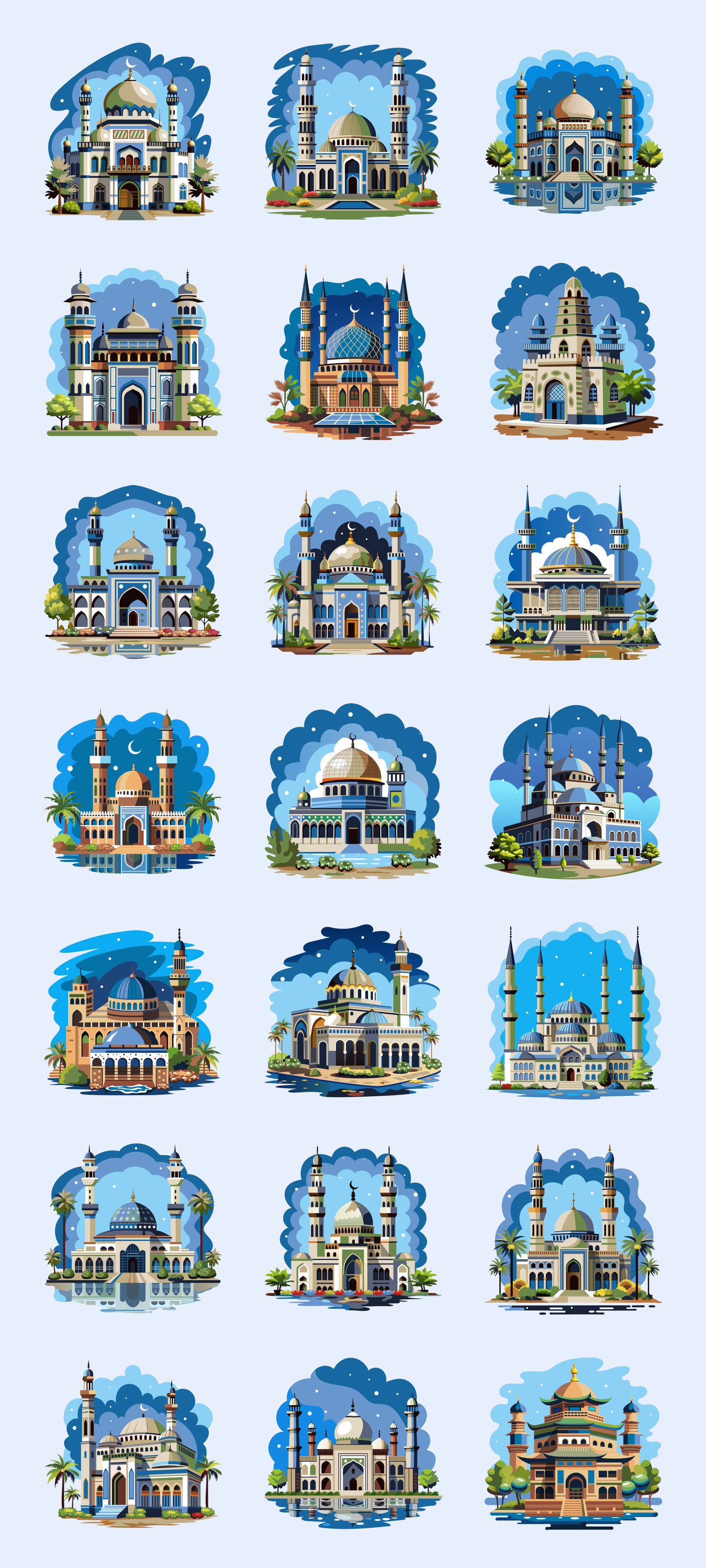 Mosque Illustration Art Set