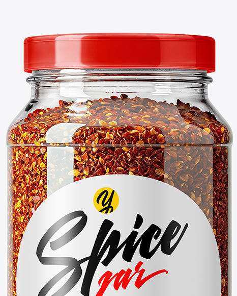 Plastic Spice Jar with Chili Pepper Flakes Mockup