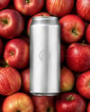 16oz Drink Can on a Stack of Red Apples Mockup