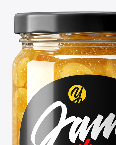 Clear Glass Jar with White Grape Jam Mockup